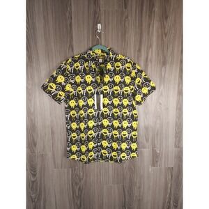 New Phat Farm Smiley Face Short Sleeve Emoji Black &‎ Yellow Mens LARGE